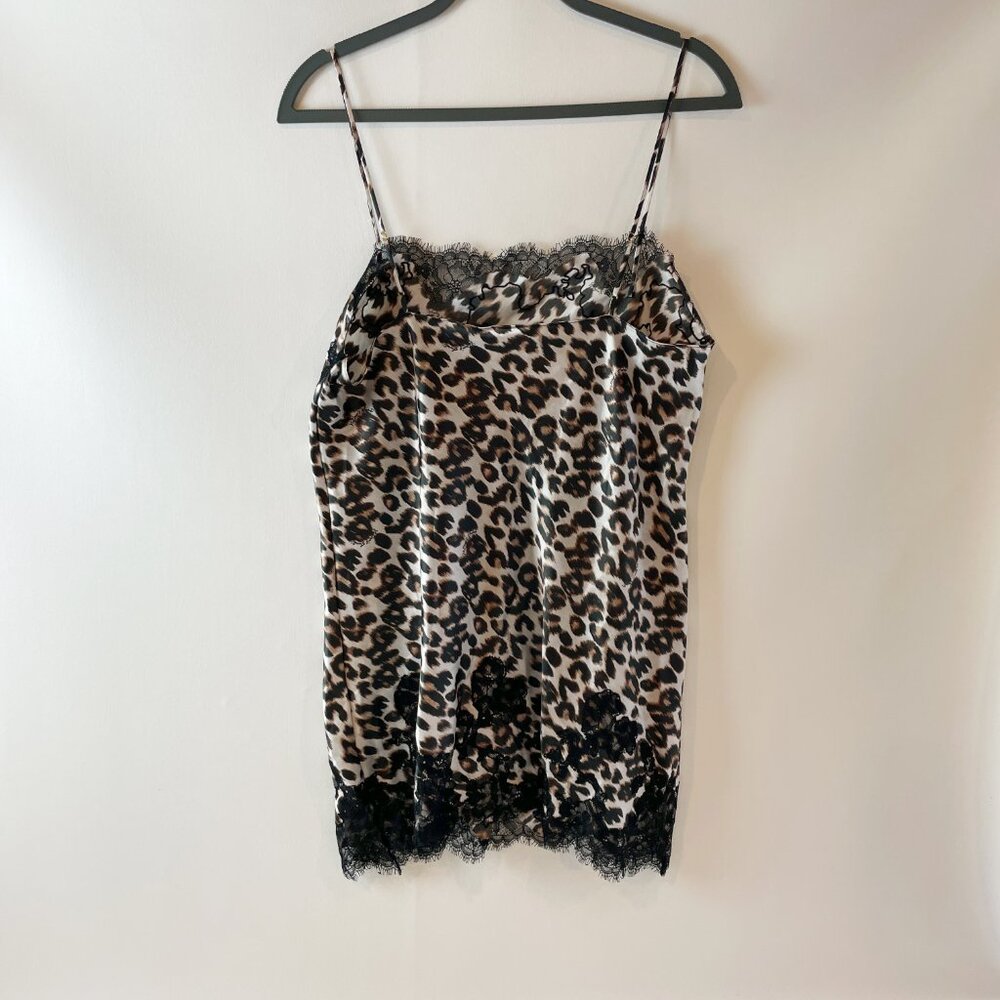 NWOT Victoria's Secret Slip Dress Nightgown Large L Leopard Print Lace Trim - Picture 2 of 5